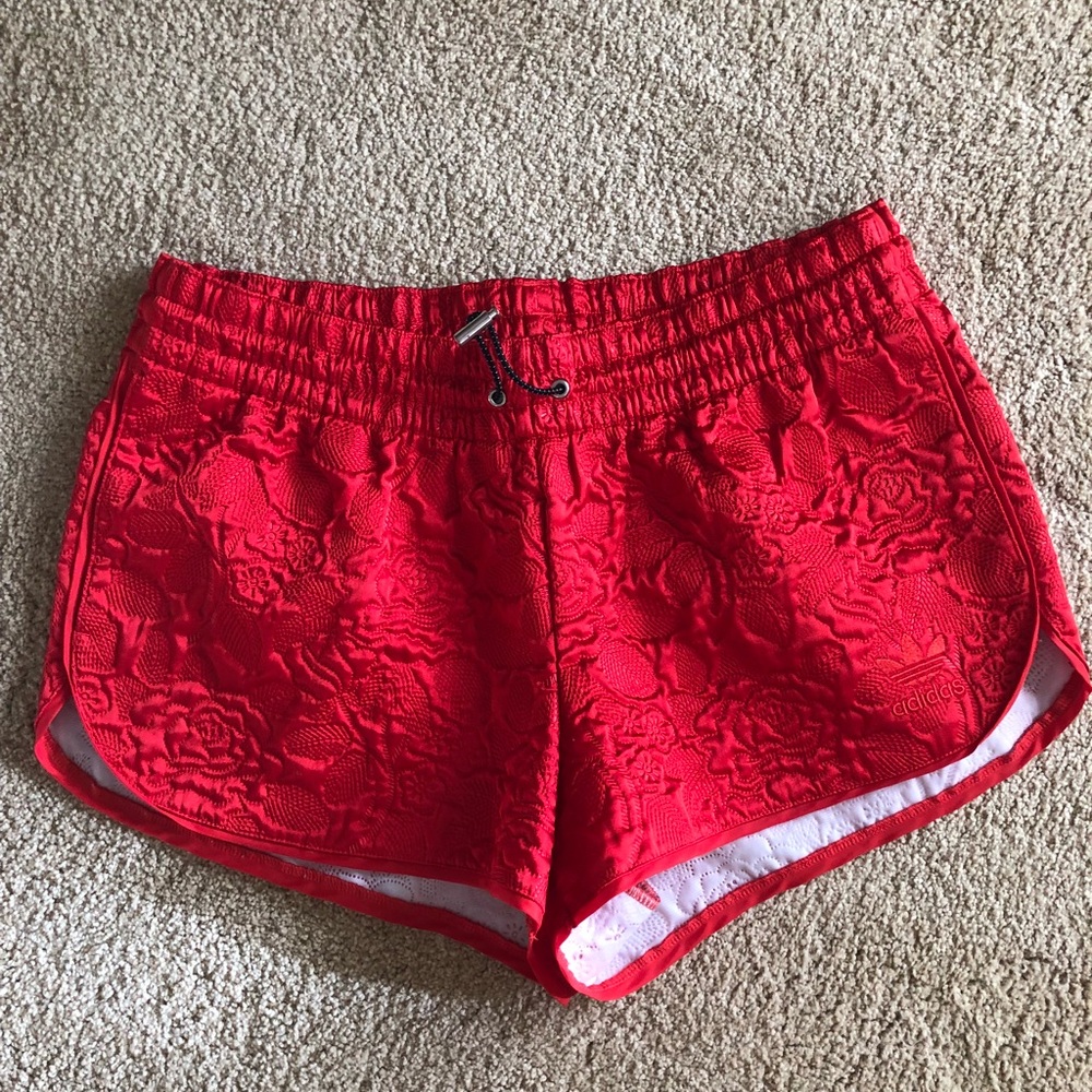 ADIDAS red metallic women’s shorts SIZE M